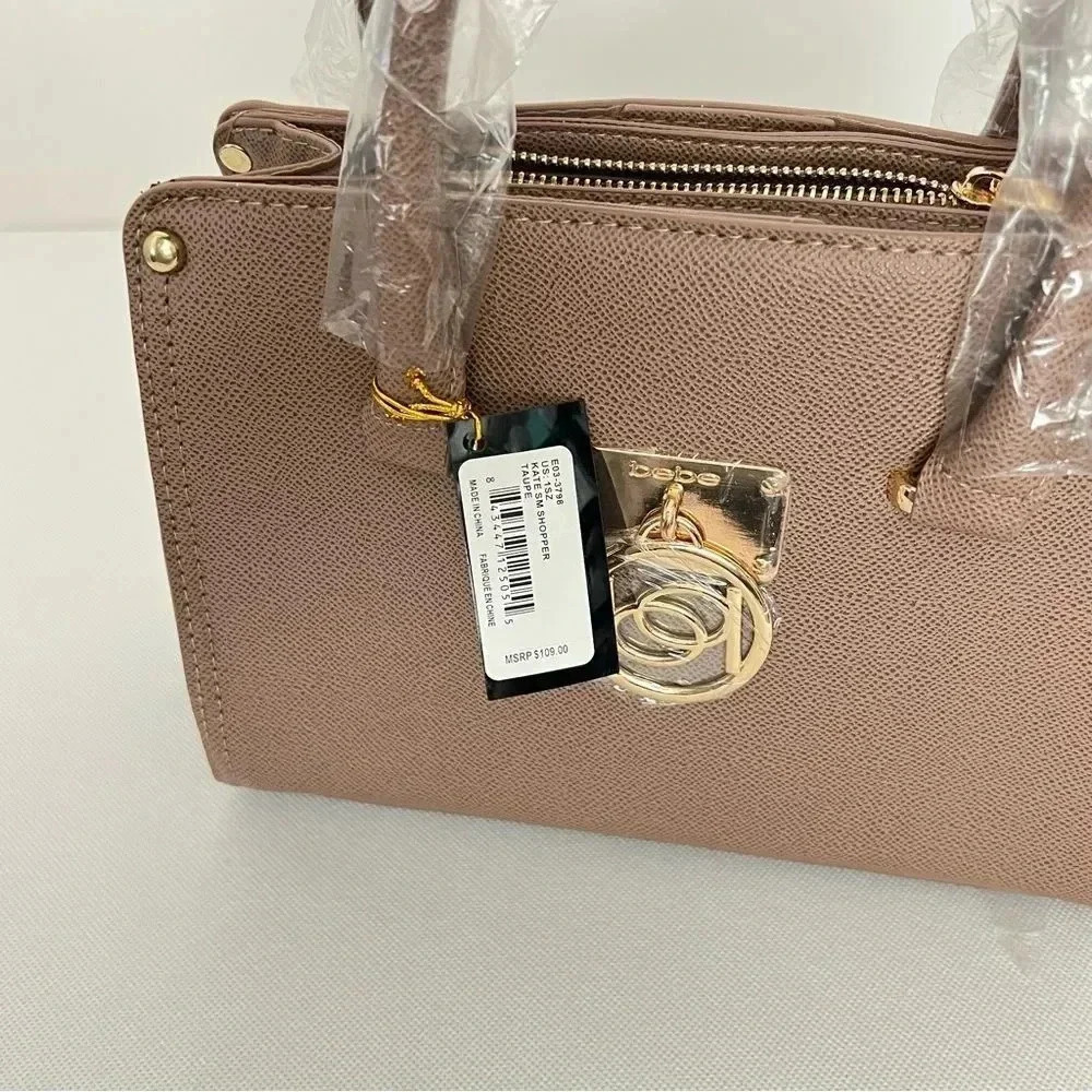 BEBE Kate Satchel Shopper Bag Removable Strap Taupe - Picture 10 of 10